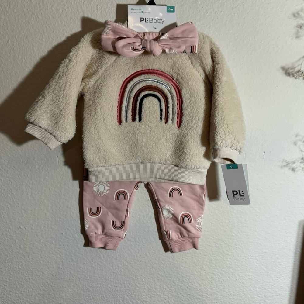 PL Baby by Petit Lem 3-Piece Rainbow Teddy Bear Set (Baby Girls)